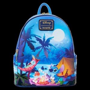 NWT Brand New Disney Loungefly Stitch Camping Cuties Glow Mini Backpack